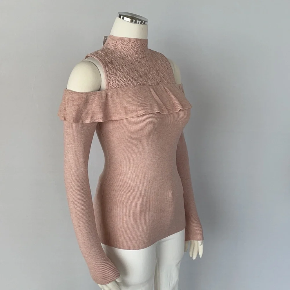 NWT WHBM Cold Shoulder Mock Neck Sweater XS - Picture 7 of 16